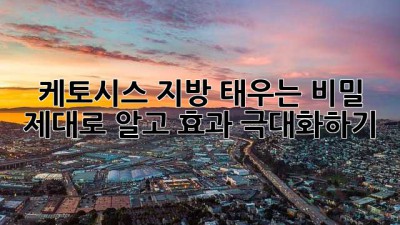 케토시스: 지방 태우는 비밀, 제대로 알고 효과 극대화하기